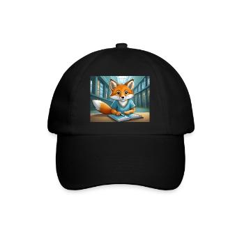 süßer kleiner Teufel Fuchs Alltag – liest - Baseballkappe - Schwarz/Schwarz - Vorne