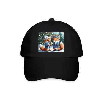 Niedlicher kleiner Teufel Fuchs Alltag – Kekse - Baseballkappe - Schwarz/Schwarz - Vorne