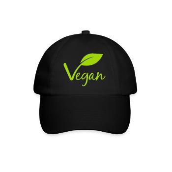 Vegan mit einem Blatt für Veganer und Vegetarier - Baseballkappe - Schwarz/Schwarz - Vorne