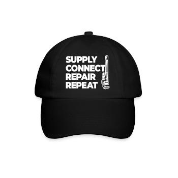 Supplying, connecting, repairing, plumbing - Baseball Cap - black/black - Front