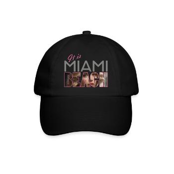 "It is Miami Beach" - Sonne, Strand und Meer - Baseballkappe - Schwarz/Schwarz - Vorne