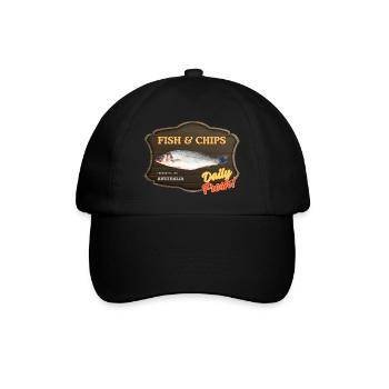 Fish and Chips, Daily Fresh - Baseballkappe - Schwarz/Schwarz - Vorne
