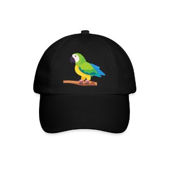 Papagei bunt Ara Vogel auf Ast - Baseballkappe - Schwarz/Schwarz - Vorne