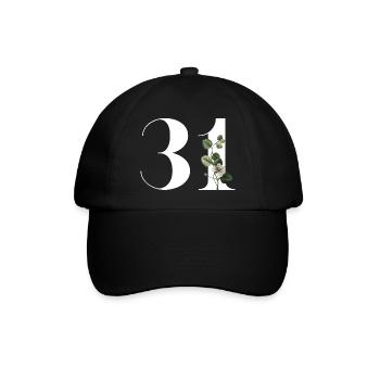 Number 31 Floral Green - 31st Floral Birthday - Baseball Cap - black/black - Front