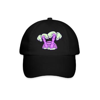 2 Palm Trees Island Tree Stripes Sun Sunset - Baseball Cap - black/black - Front