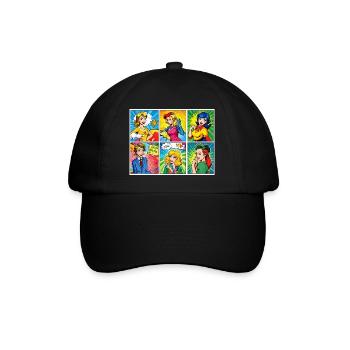 Pop art, personnages caricaturaux colorés, bande dessinée - Casquette classique - noir/noir - Devant