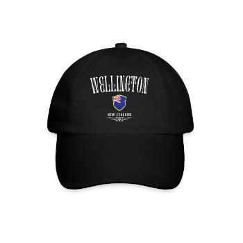 Wellington New Zealand, minimalist design - Baseball Cap - black/black - Front