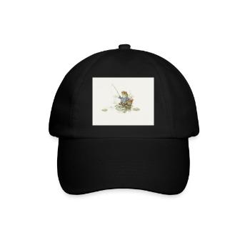 Charmanter Froschfischer Illustration - Baseballkappe - Schwarz/Schwarz - Vorne