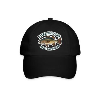 Großer Fisch Spruch I Like Big Fish  - Baseballkappe - Schwarz/Schwarz - Vorne