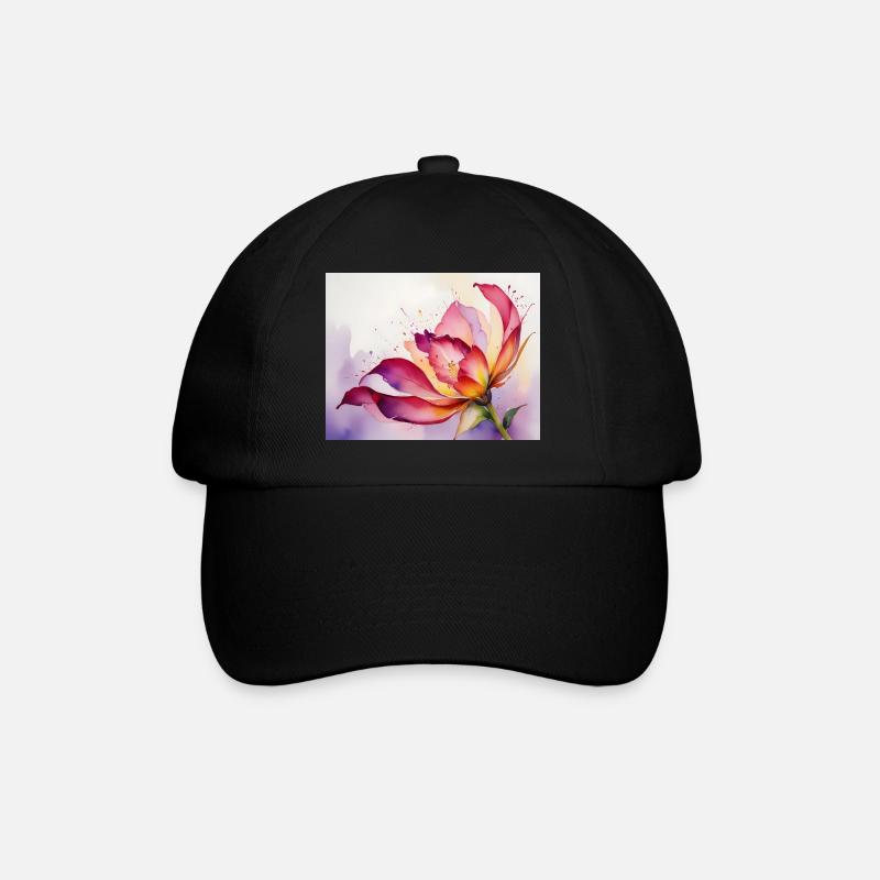 Fleurs aquarellées - Casquette classique - noir/noir