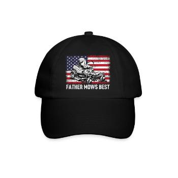Father Mows Best - Baseballkappe - Schwarz/Schwarz - Vorne