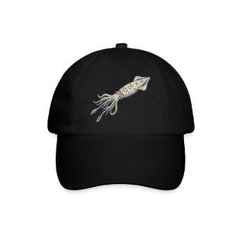 Bestickter Tintenfisch – Meeresmotiv (gedruckt) - Baseballkappe - Schwarz/Schwarz - Vorne