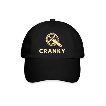 Grummelig Cranky Fahrrad Kurbel Motiv - Baseballkappe - Schwarz/Schwarz - Vorne