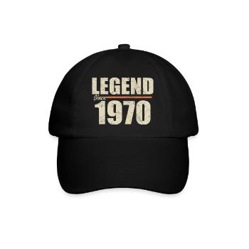 Geburtstag 1970 | Legende seit 1970 - Baseballkappe - Schwarz/Schwarz - Vorne