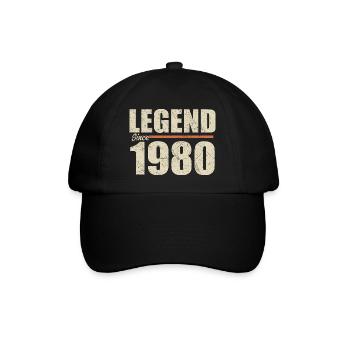 Geburtstag 1980 | Legende seit 1980 - Baseballkappe - Schwarz/Schwarz - Vorne