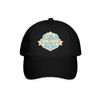 Zuhause ist, wo du parkst - Campen - Baseballkappe - Schwarz/Schwarz - Vorne
