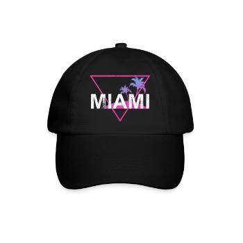 Miami Neon Palmen Retro - Baseballkappe - Schwarz/Schwarz - Vorne