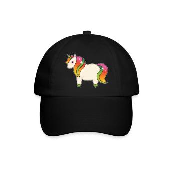Cute Rainbow Unicorn - Baseballkappe - Schwarz/Schwarz - Vorne
