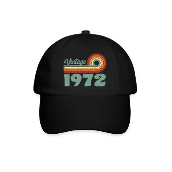 Vintage 1972 Birthday Mountain Retro 1972 - Baseballkappe - Schwarz/Schwarz - Vorne