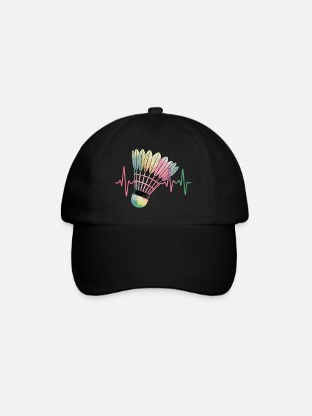 Badminton Herzschlag Bunter Federball Puls Für - Baseballkappe - Schwarz/Schwarz
