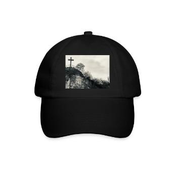 Steinhügel mit Kreuz - Baseballkappe - Schwarz/Schwarz - Vorne