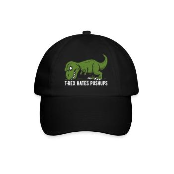 T-Rex hates pushups - Tyrannosaurus - gift - Baseball Cap - black/black - Front