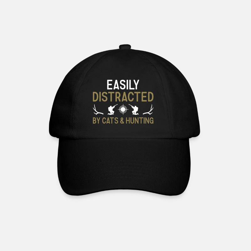 Hunter Easily Distracted By Cats And Hunting - Baseball Cap - black/black