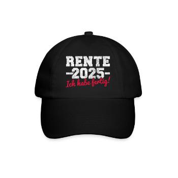 Rente 2025 ich habe fertig Rentner und Rentnerin - Baseballkappe - Schwarz/Schwarz - Vorne