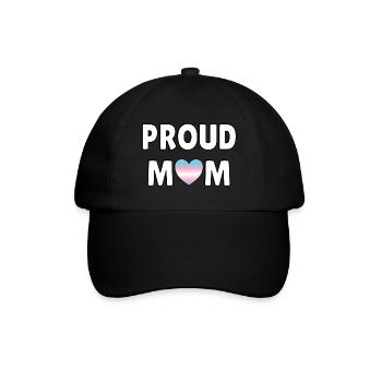 Stolze Mama Trans Flagge Herz - Baseballkappe - Schwarz/Schwarz - Vorne