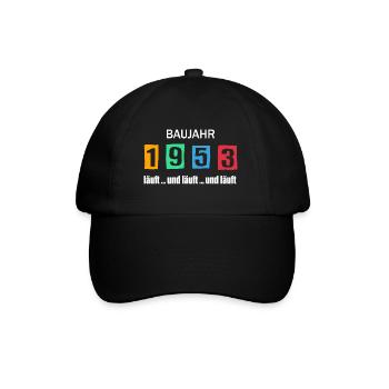 Baujahr 1953 - läuft und läuft und läuft - Baseballkappe - Schwarz/Schwarz - Vorne