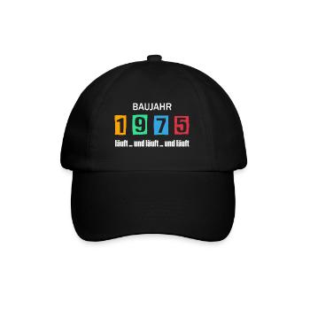Baujahr 1975 - läuft und läuft und läuft - Baseballkappe - Schwarz/Schwarz - Vorne