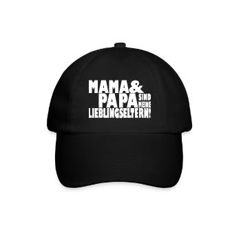 Mama & Papa sind meine Lieblingseltern weiß Spruch - Baseballkappe - Schwarz/Schwarz - Vorne