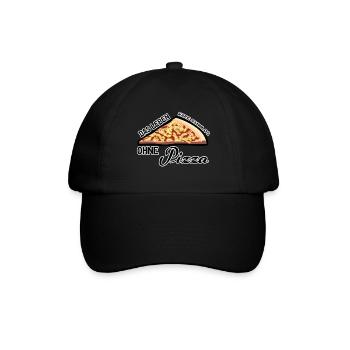 Pizza Leben Pizzeria Party Italien Geschenk Spruch - Baseballkappe - Schwarz/Schwarz - Vorne
