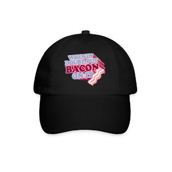 Im Zweifelsfall BACON darauf legen - Baseballkappe - Schwarz/Schwarz - Vorne