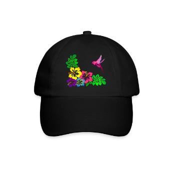 Colibri à motif tropical d’hibiscus - Casquette classique - noir/noir - Devant