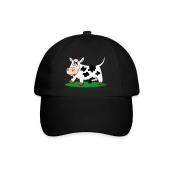 Kuh Tier Lustig Geschenk Geschenkidee - Baseballkappe - Schwarz/Schwarz - Vorne