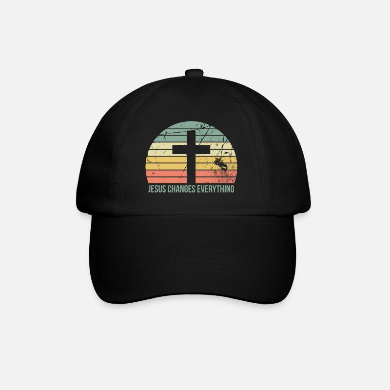 Jésus change tout, chrétien, croix, vert - Casquette classique - noir/noir