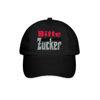 Bitte viel Zucker - Baseballkappe - Schwarz/Schwarz - Vorne