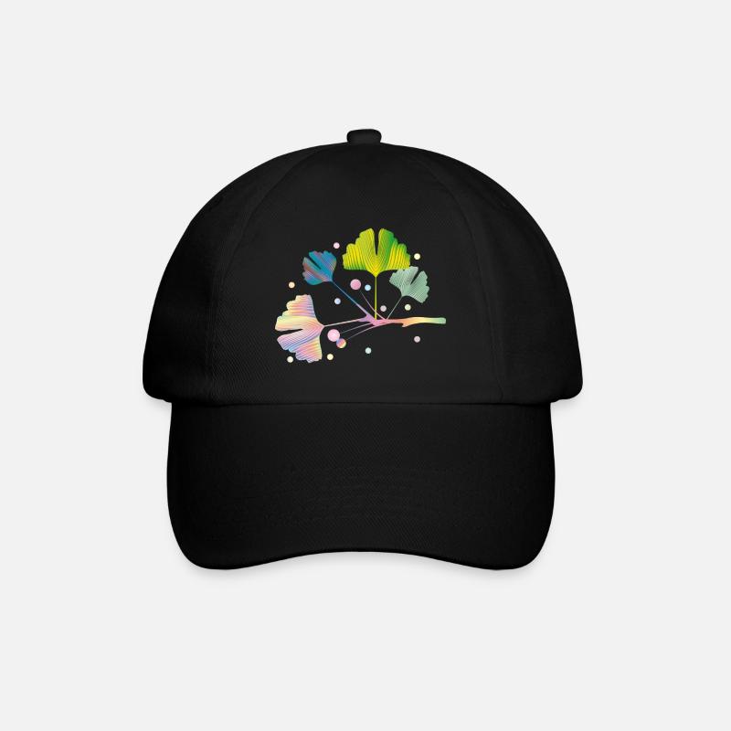bunter Ginkgo Ast mit Blätter in Regenbogen Farben - Baseballkappe - Schwarz/Schwarz