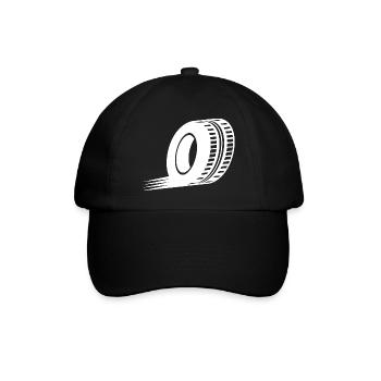 Tire/Reifen Icon simple white - Baseballkappe - Schwarz/Schwarz - Vorne