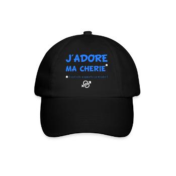 T shirt humour, couple, j'adore ma chérie. - Casquette classique - noir/noir - Devant