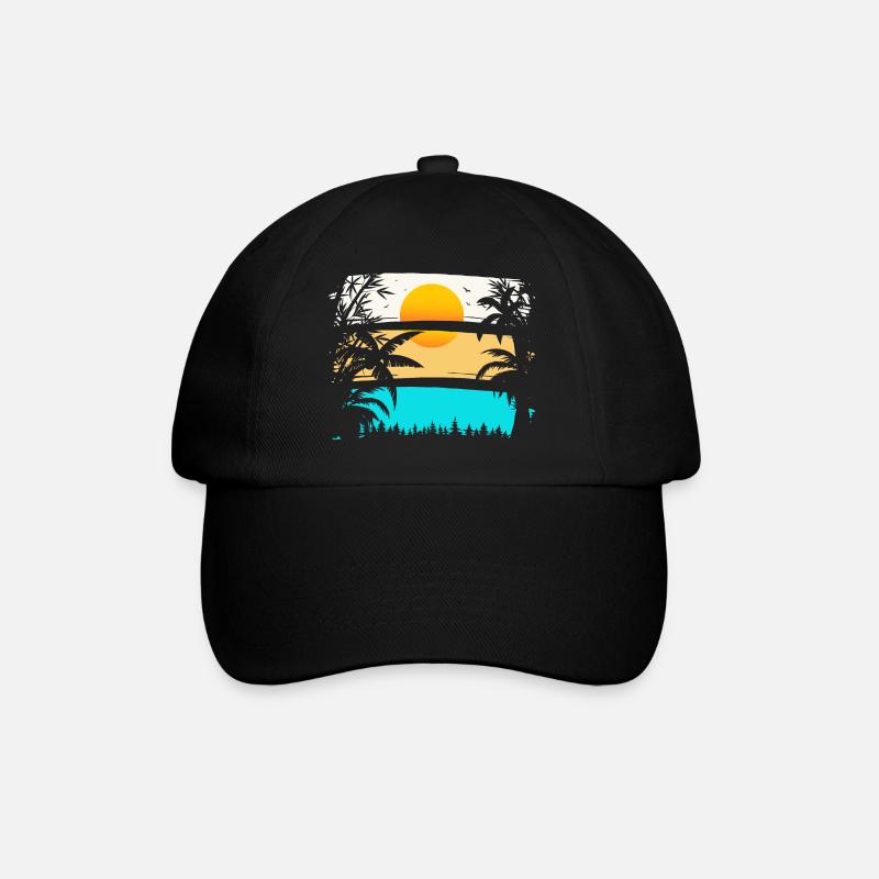 SUNDOWN - PALM TREES, SUN - Casquette classique - noir/noir