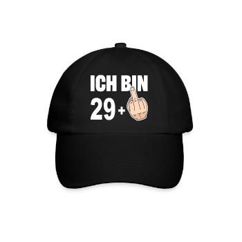 Ich bin 29 + Mittelfinger, keine 30 Jahre alt - Baseballkappe - Schwarz/Schwarz - Vorne