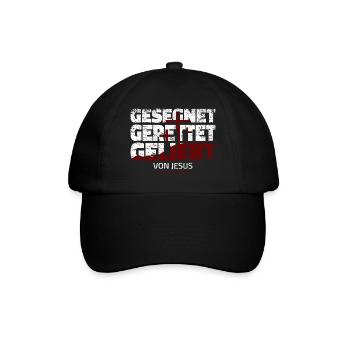 Gesegnet Gerettet Geliebt Von Jesus Christus Shirt - Baseballkappe - Schwarz/Schwarz - Vorne