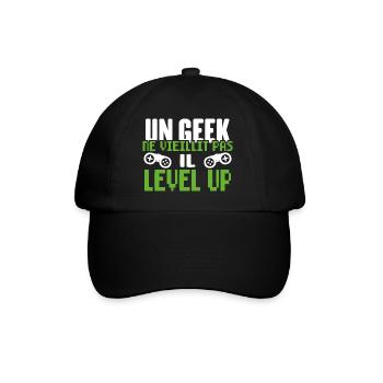 Un Geek Ne Vieillit Pas Il Level Up - Casquette classique - noir/noir - Devant