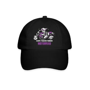 Echte Frauen fahren Motorrad Biker Girl Biken - Baseballkappe - Schwarz/Schwarz - Vorne