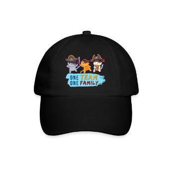 équipe famille chat pirate enterrement de vie de jeune fille père - Casquette classique - noir/noir - Devant