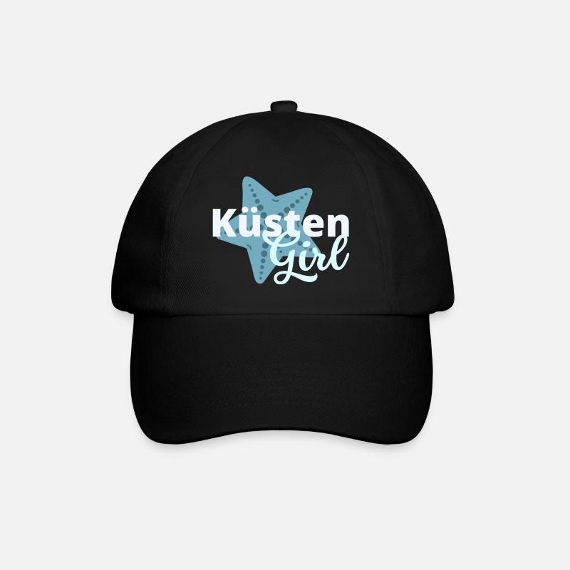 Küstengirl Ostsee Küste Nordsee Küste Spruch. - Baseballkappe - Schwarz/Schwarz
