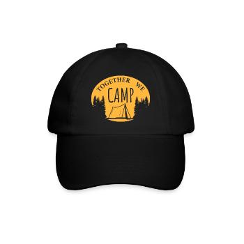 Together we camp - Zelten Bäume Wald Berge - Baseballkappe - Schwarz/Schwarz - Vorne