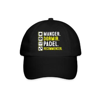 Manger, dormir, padel, recommencer | Logo Padel - Casquette classique - noir/noir - Devant